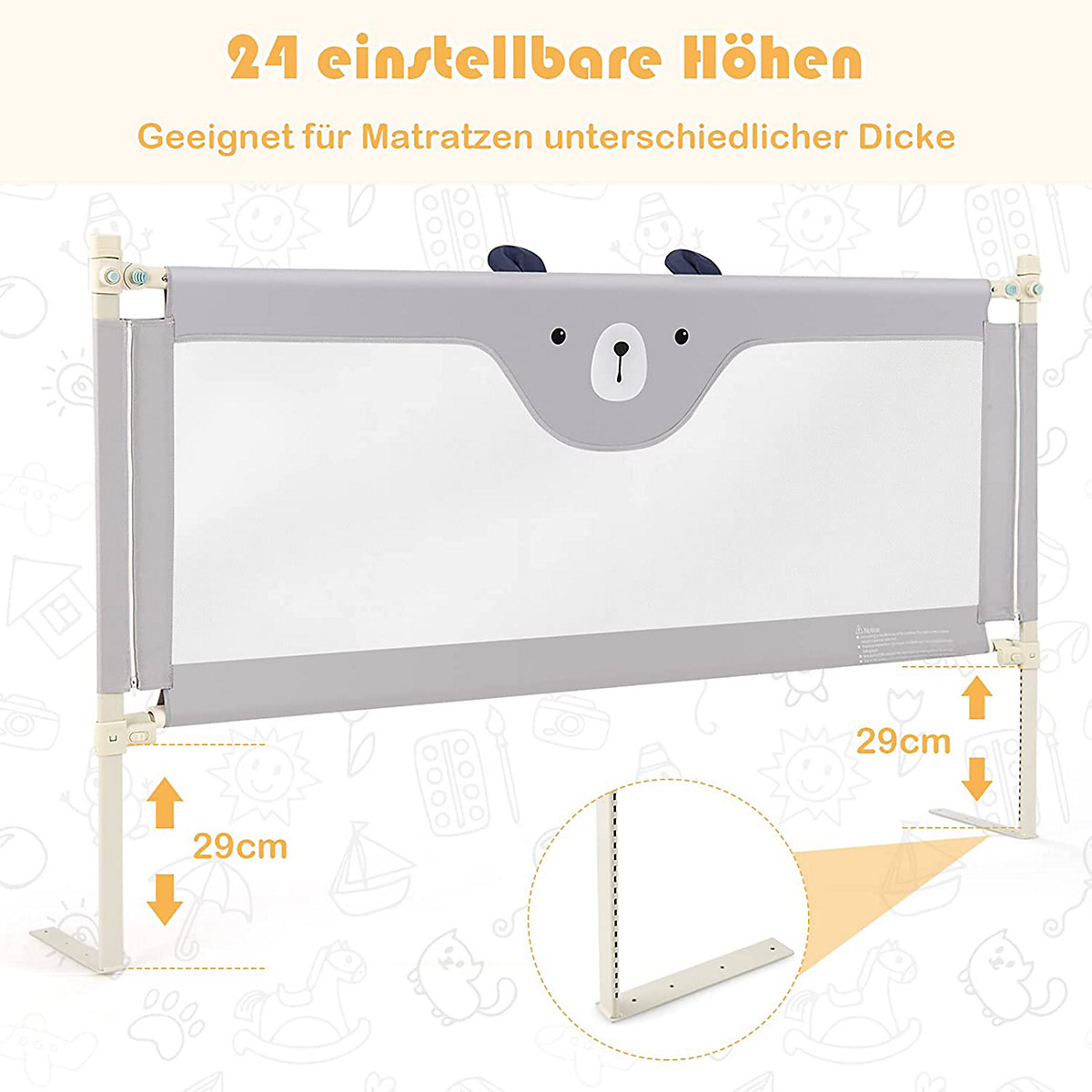 Bettschutzgitter 175cm Bär höhenverstellbar
