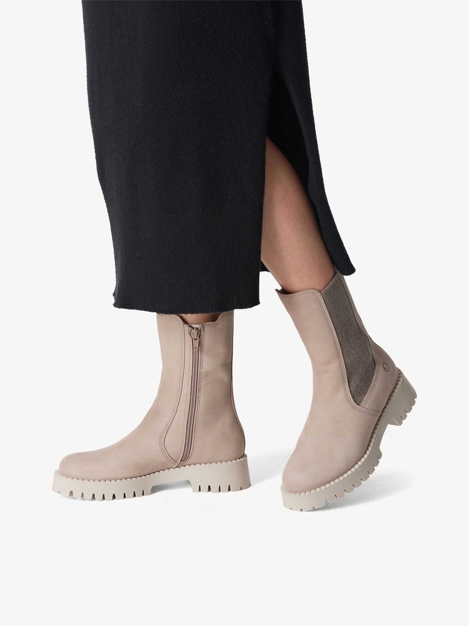 Bottine en cuir - beige doublure chaude