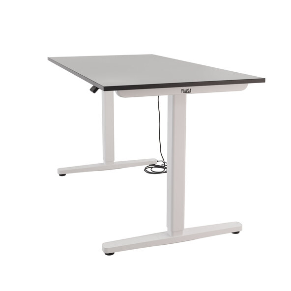 Elektrisch höhenverstellbarer Schreibtisch Desk Basic, silberweiß