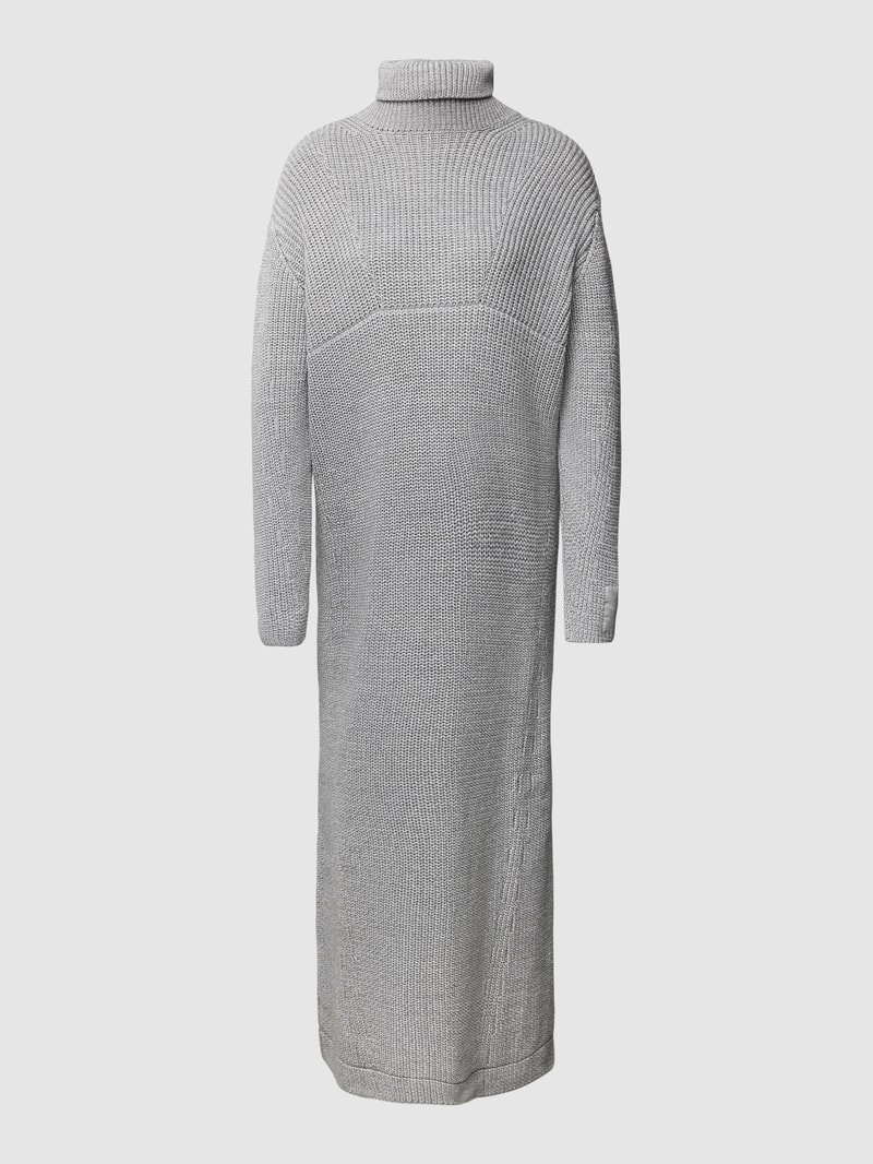 Strickkleid mit Rollkragen in hellgrau