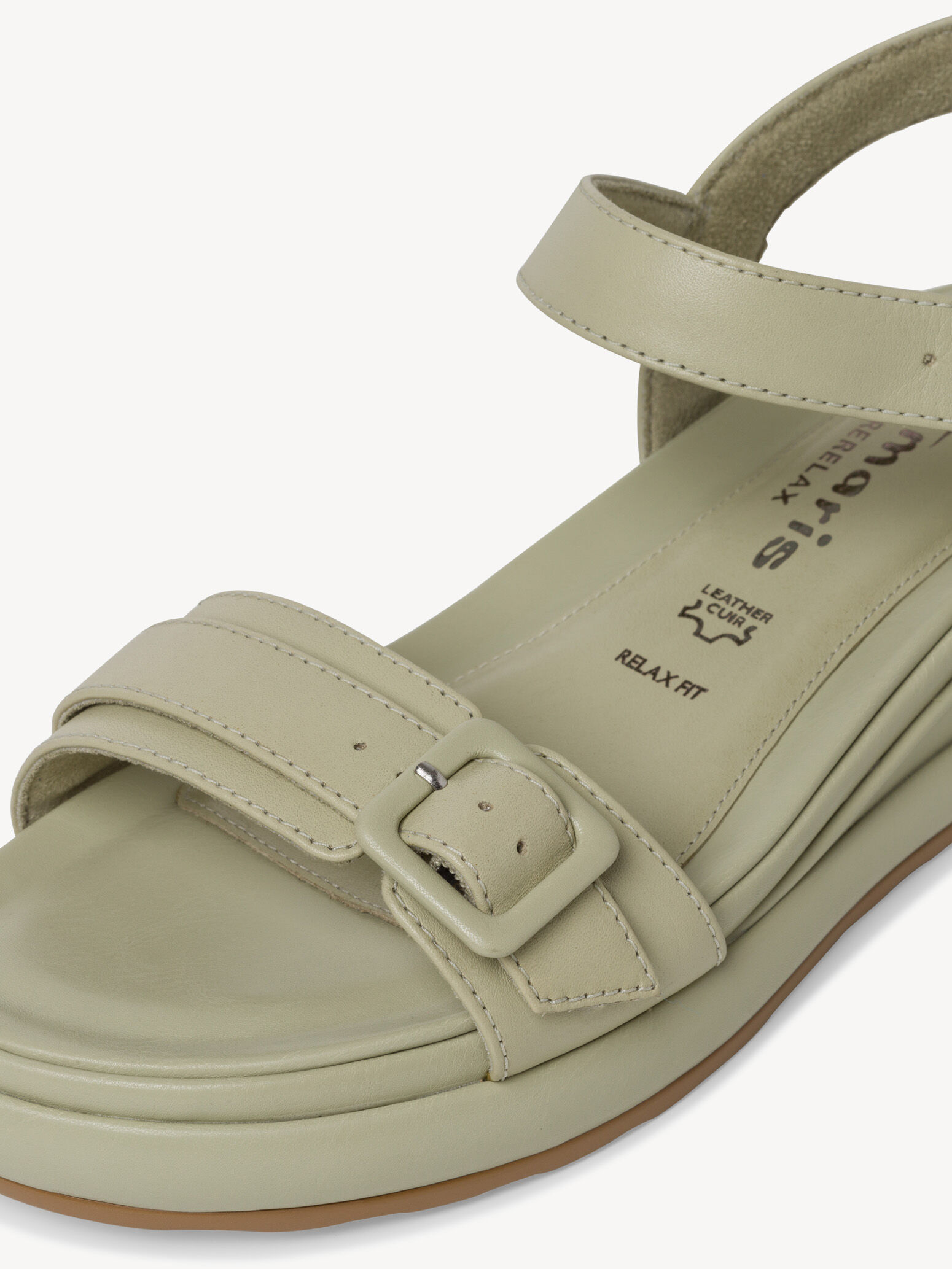 Sandale à talon en cuir - vert