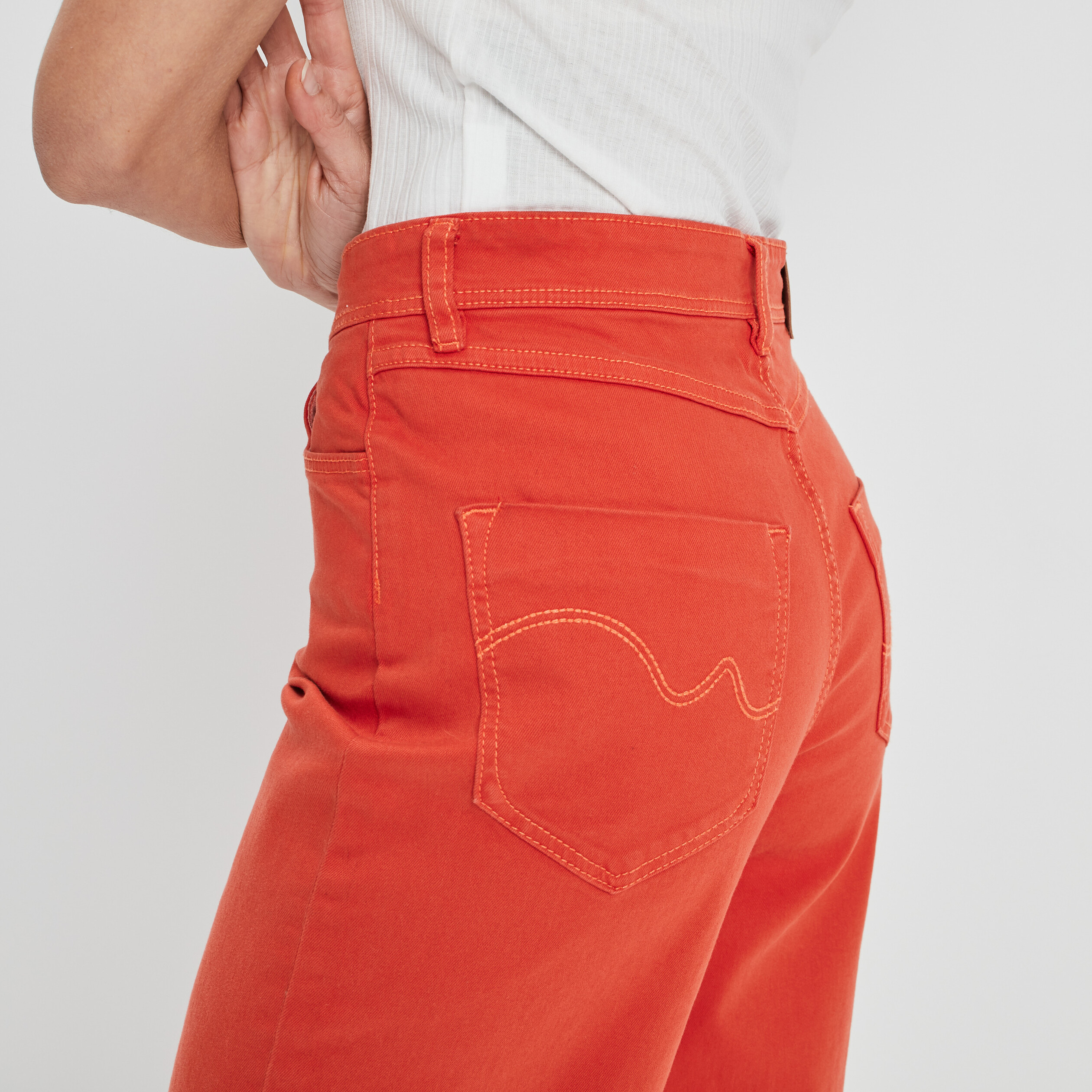 Pantalon large taille haute rouge femme | La Halle