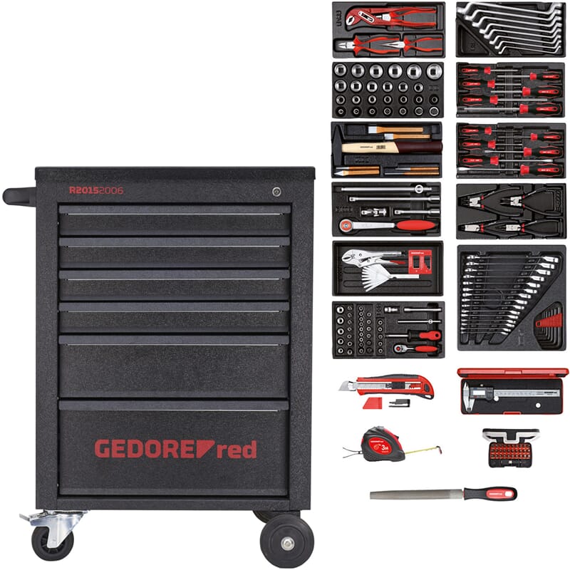 Gedore RED 3300013 R21562002 Γεμιστό καρότσι εργαλείων MECHANIC 6 συρτάρια 166 τεμαχίων