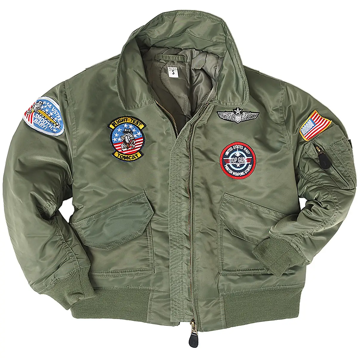 Kinder CWU Fliegerjacke mit Abzeichen oliv