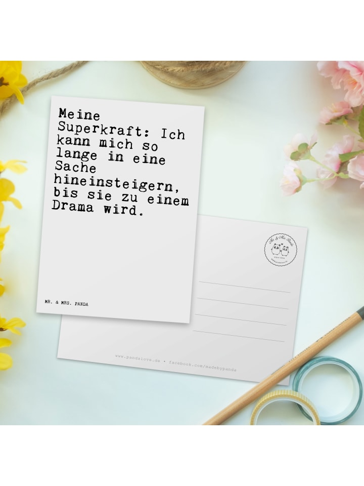 Mr. & Mrs. Panda Postkarte Meine Superkraft: Ich kann... mit Spruch in Weiß günstig kaufen onesize