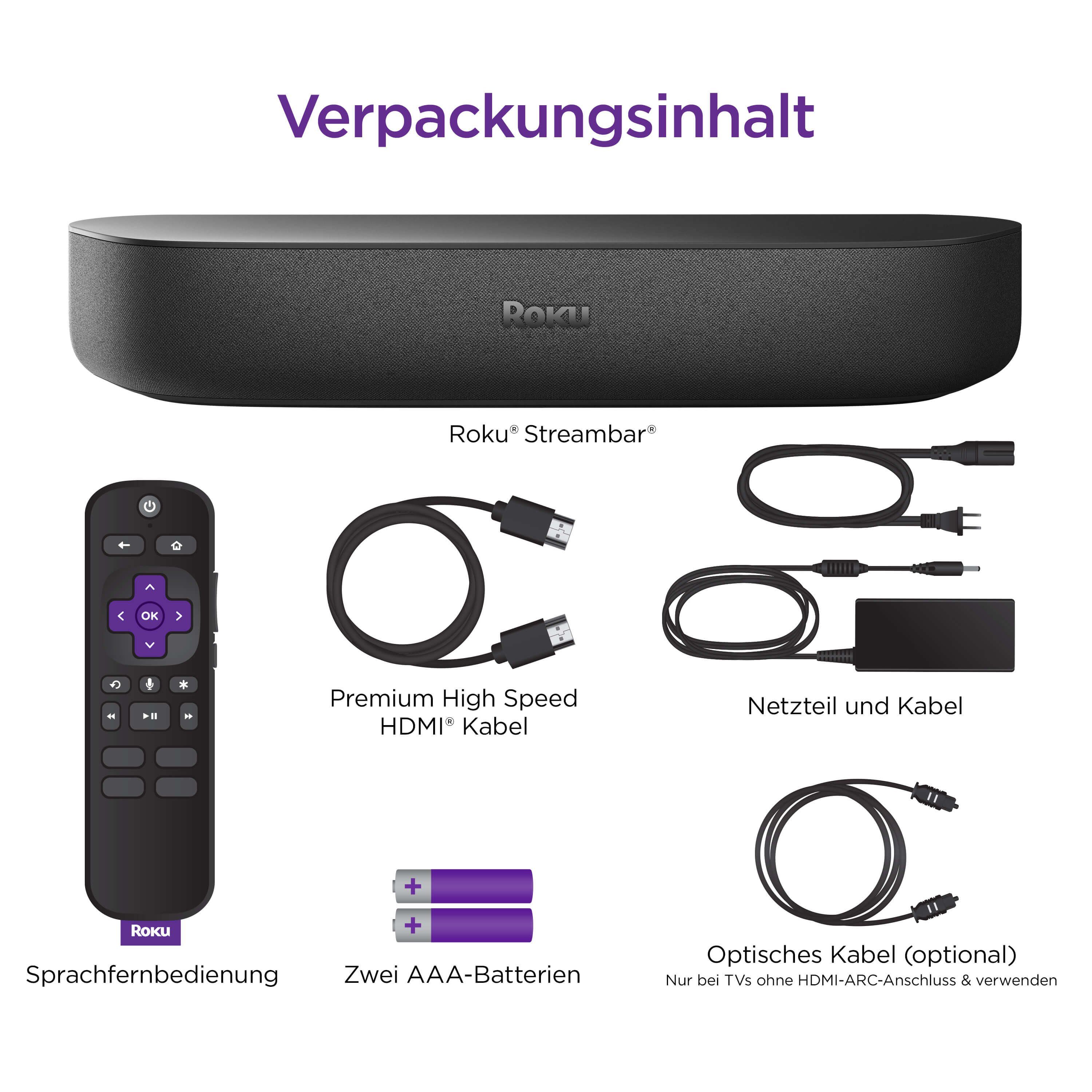 ROKU Streambar™ Soundbar (Bluetooth, 32 W, HD/4K/HDR Streaming Media Player und Soundbar in einem Gerät)