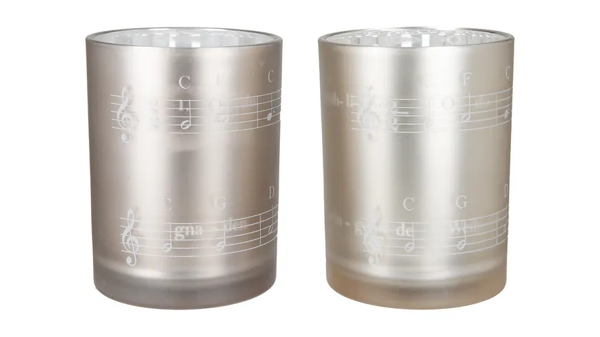 GILDE Glas Windlicht Weihnachtsklänge H=10cm champagnerfarben