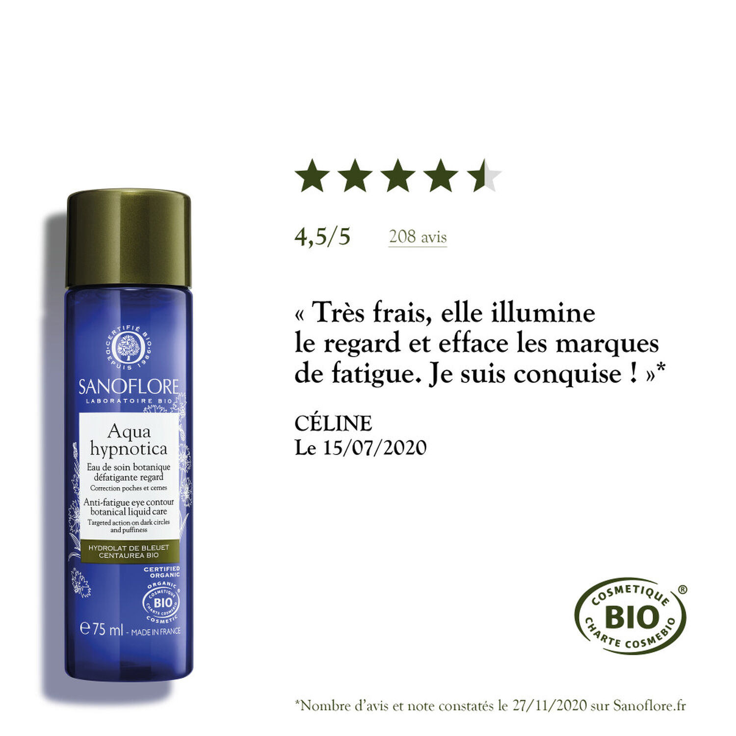 Sanoflore Aqua Hypnotica Soin anti poches anti cernes 75 ml