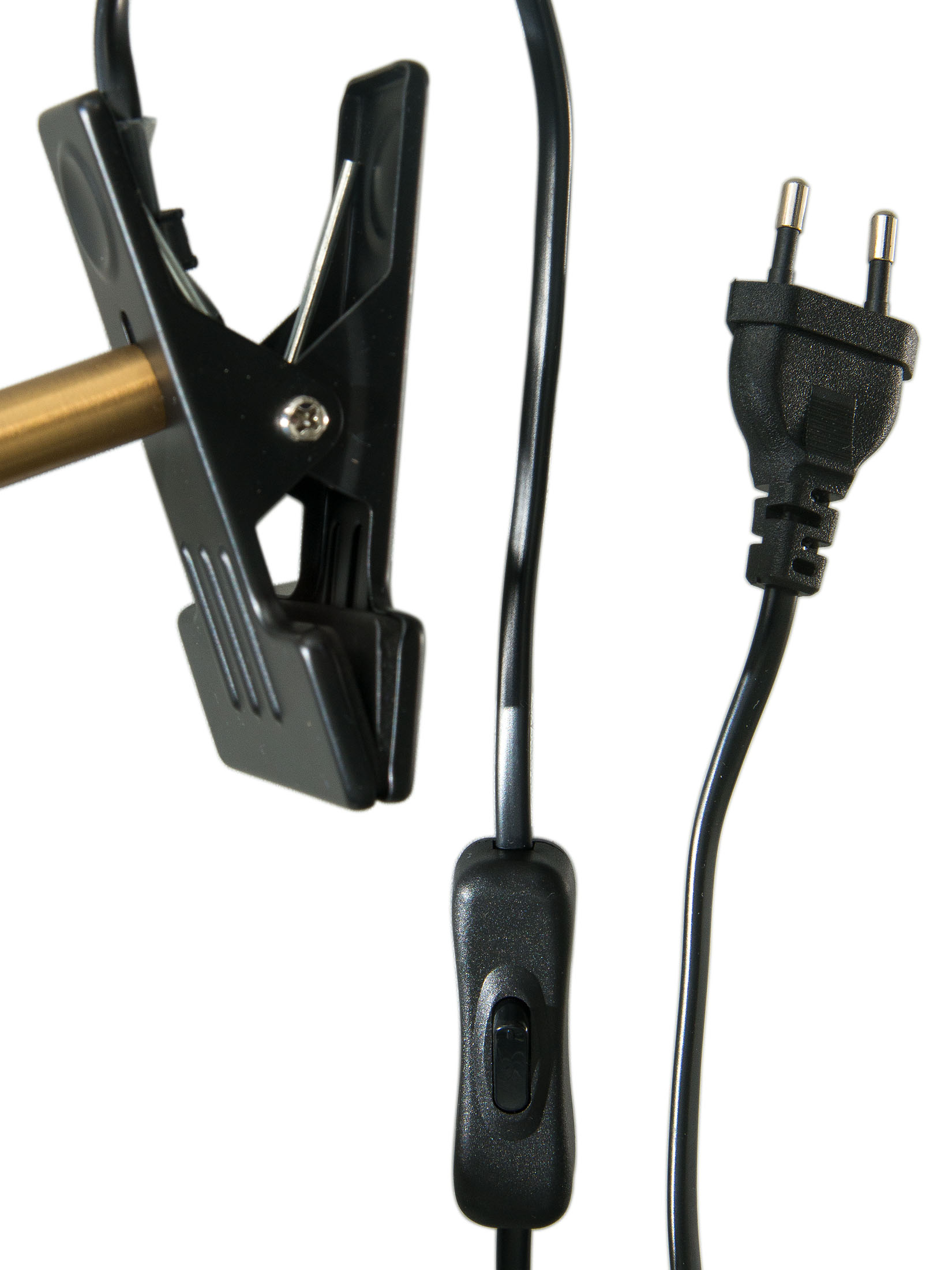 Escat Klemmleuchte, Satin Brass/Schwarz