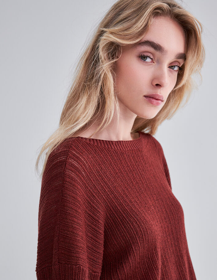 Pull tomette réversible tricot Pointelle lurex Femme