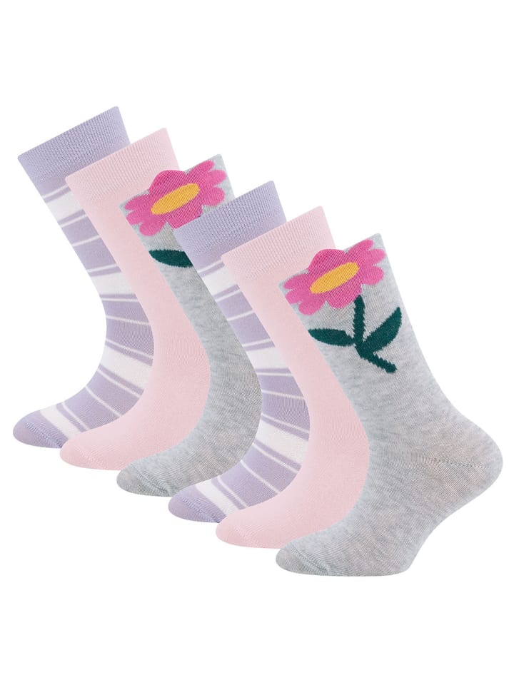ewers 6er-Set Socken 6er Pack Blume/Ringel/uni in grau günstig kaufen