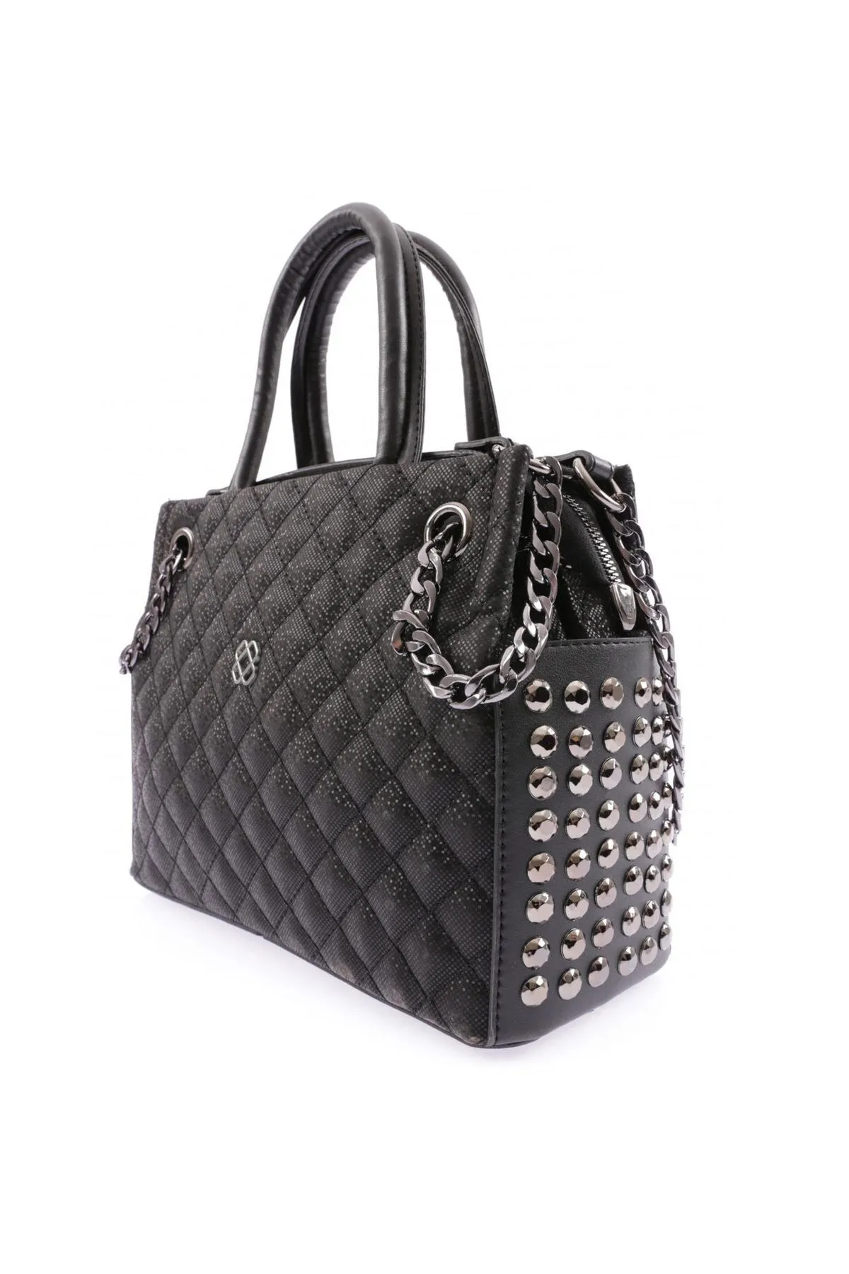 DGN  Schwarze Mosaiktasche für Damen, Modell 3240, mit Schulter- und Handfächern