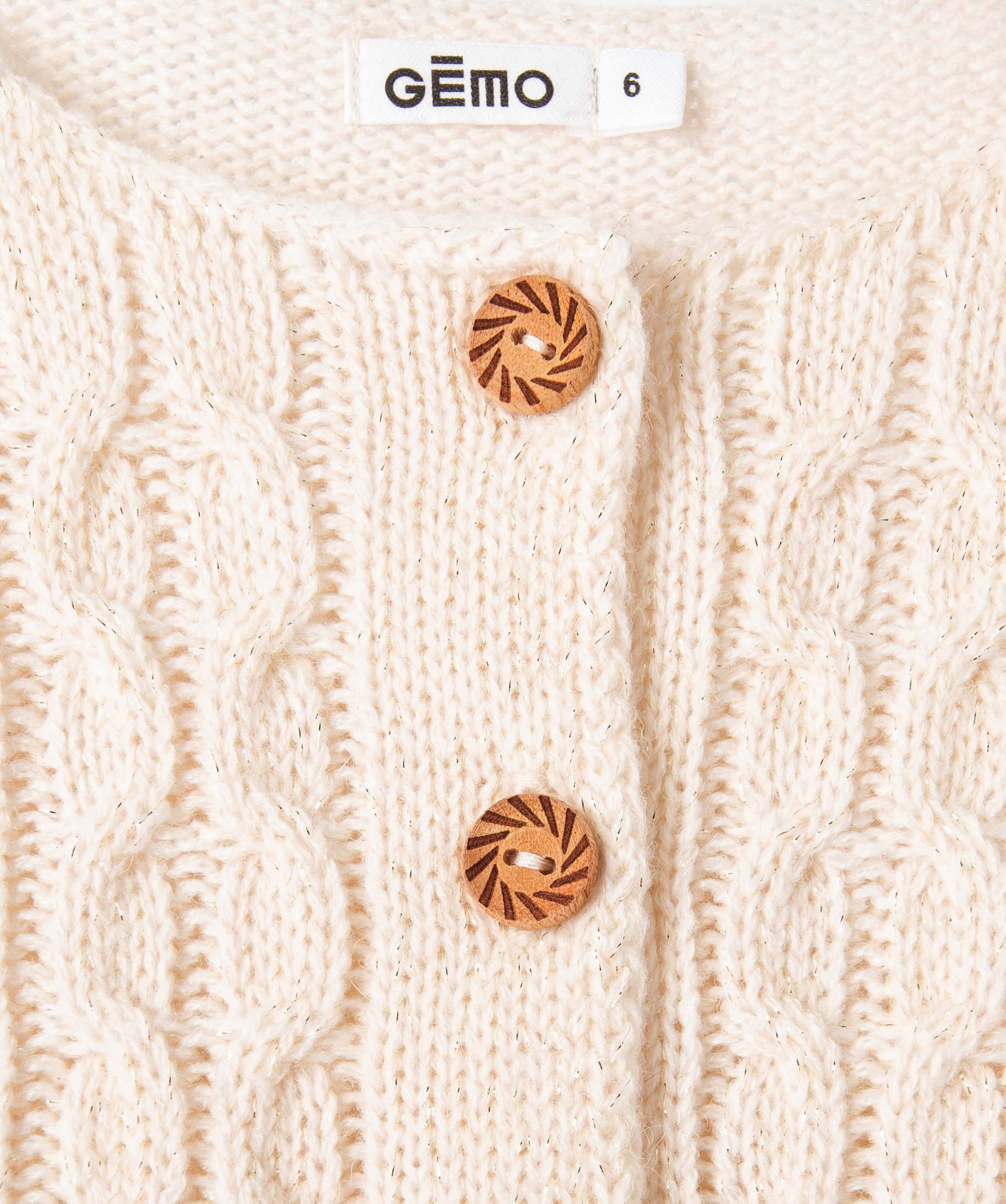Gilet fille sans manches à maille fantaisie pailletée ecru | GEMO