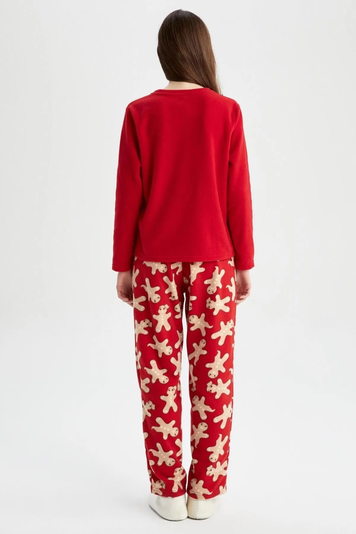 DeFacto  Bedrucktes Fleece-Pyjama-Set mit Rundhalsausschnitt und Neujahrsmotiv zum Verlieben