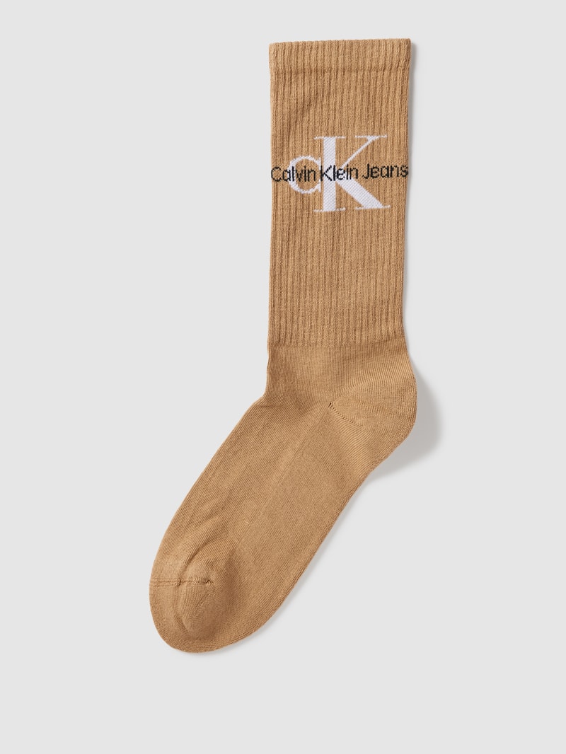Socken mit Label-Print Modell 'SOCK' in camel