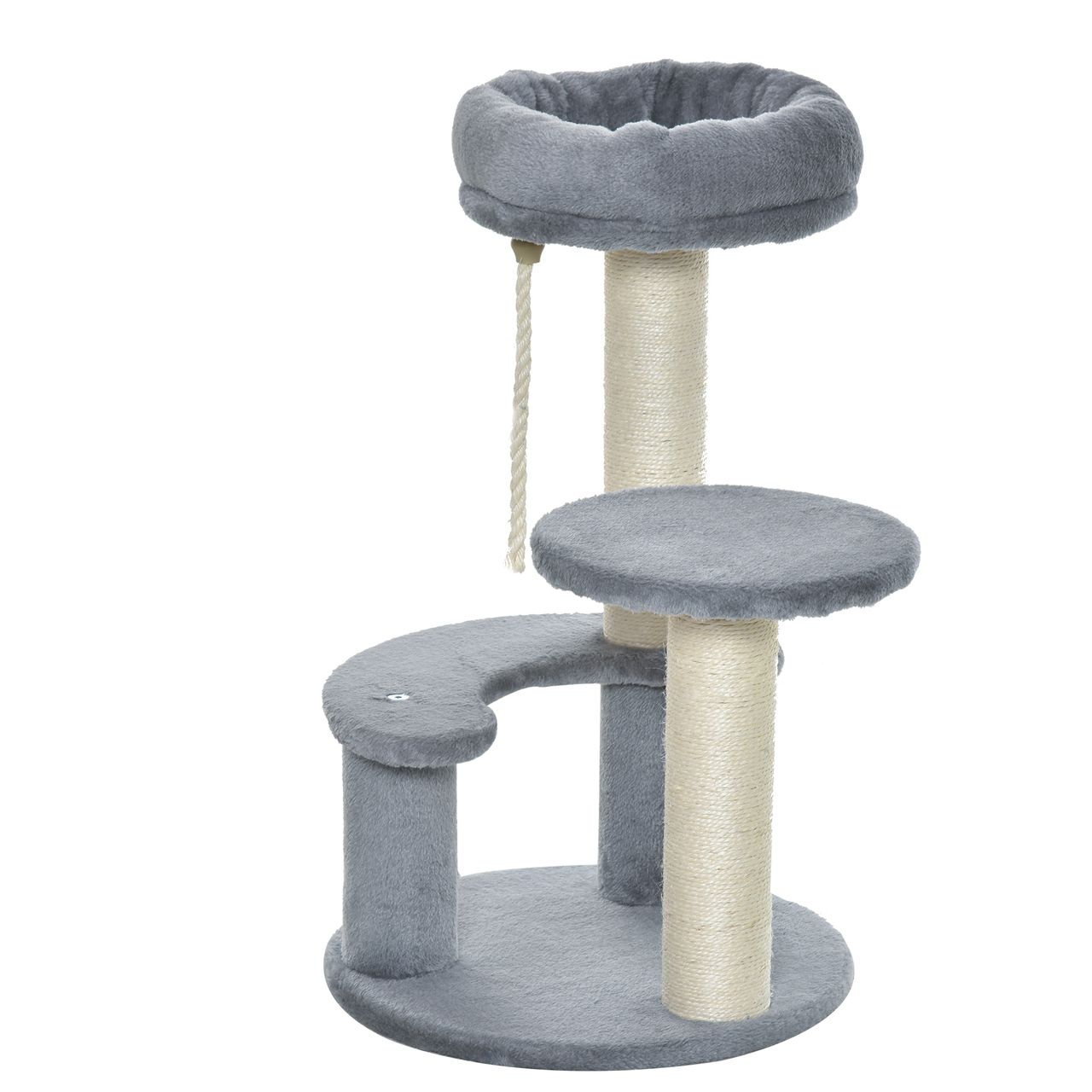 PawHut Katzenbaum Kletterbaum Spielbaum Katzenbett Katzenkratzbaum Grau
