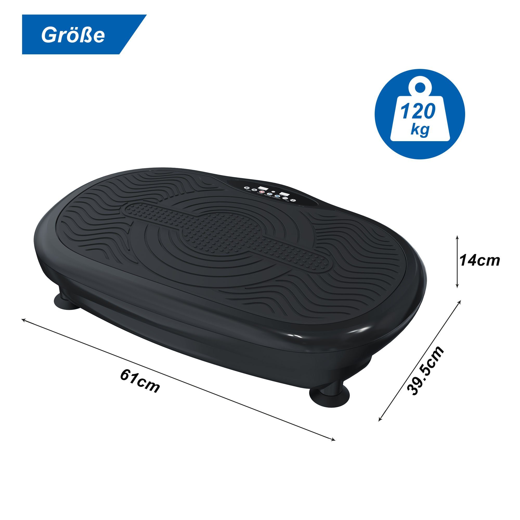 Ulife Vibrationsplatte Schwarz 3D Fitnessgeräte mit 2 Bändern & Fernbedienung ULife, 440,00 W, (Set, mit Trainingsbändern), 3 voreingestellte Modi, 60 Geschwindigkeitssätze, 10 Min-Timer