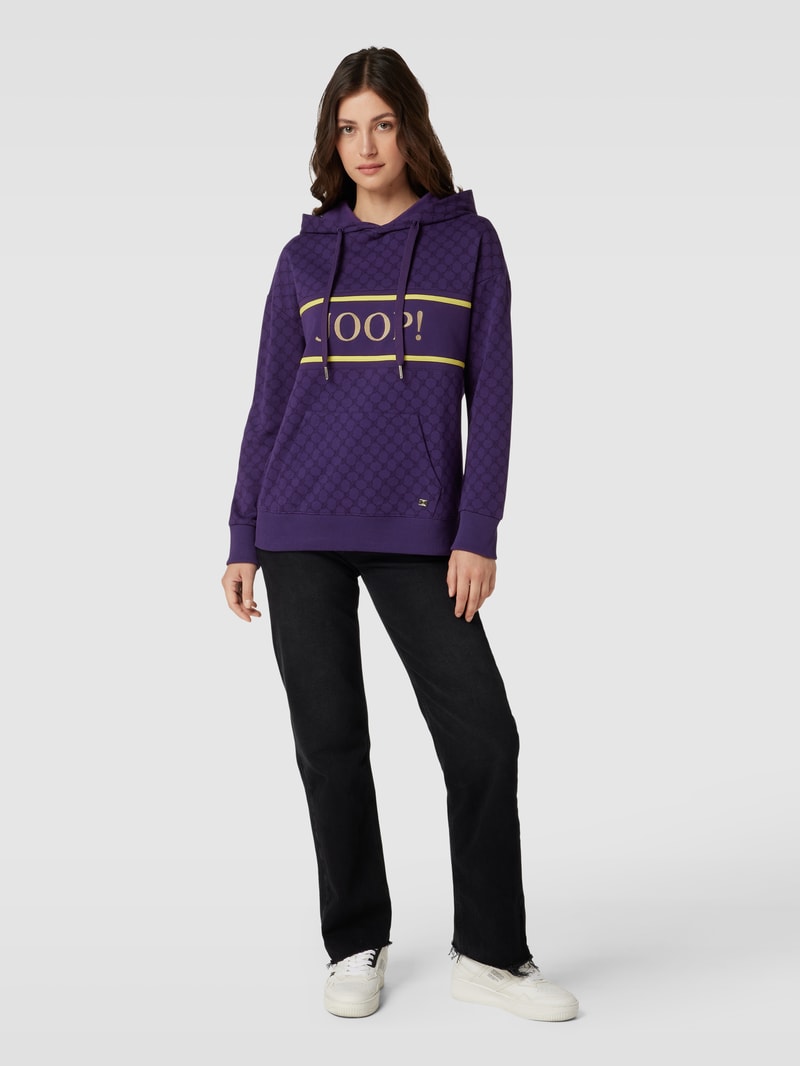 Hoodie mit Allover-Label-Print in lila