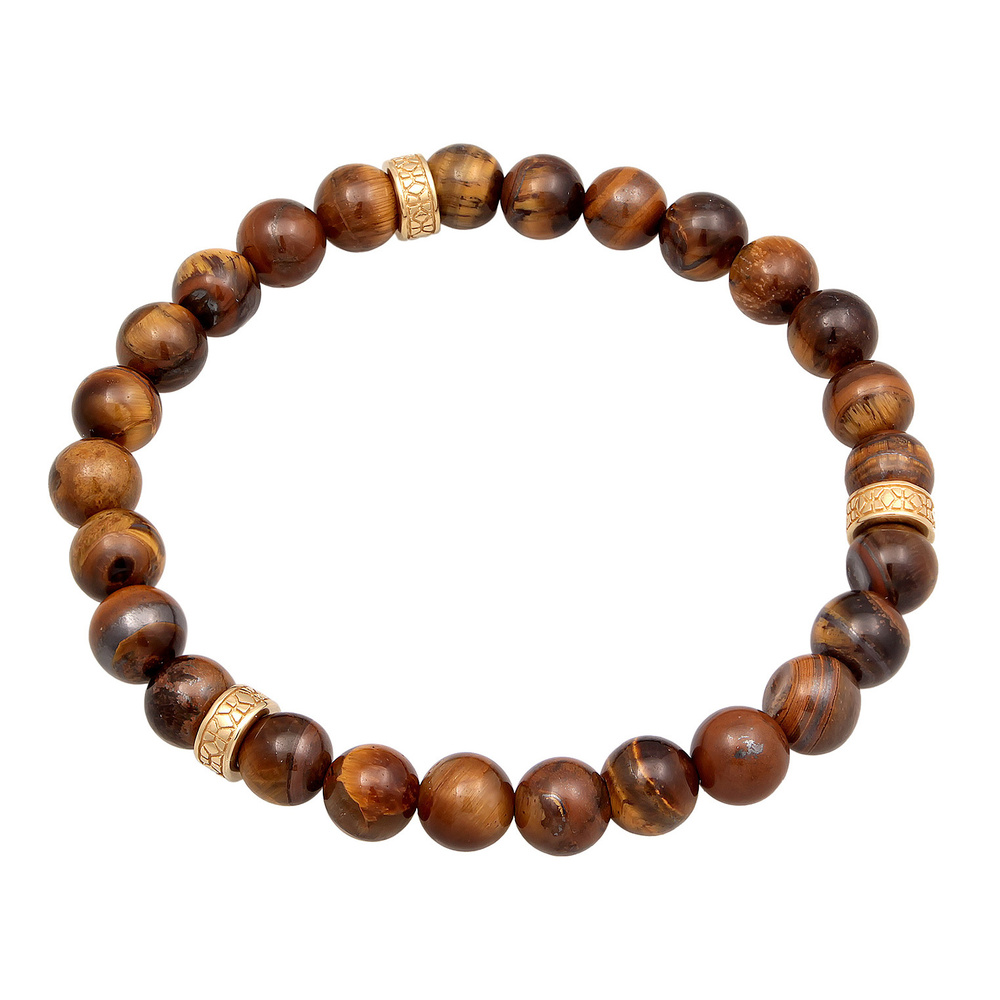 KUZZOI KUZZOI Bracelet Hommes perles vintage avec œil de tigre en argent sterling 925 Bracelet