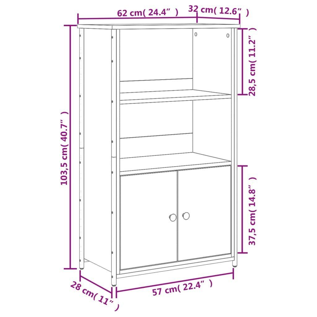 vidaXL Anrichte Highboard Schwarz 62x32x103,5 cm Holzwerkstoff