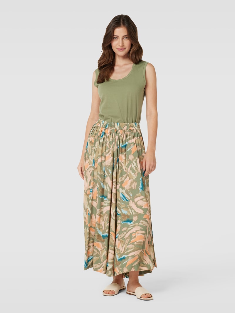 Midirock mit Allover-Print in khaki