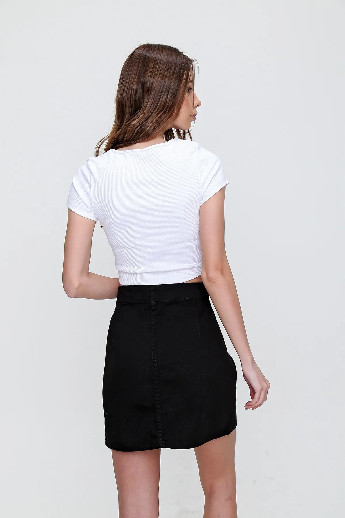 Trend Alaçatı Stili  Rock - Schwarz - Mini