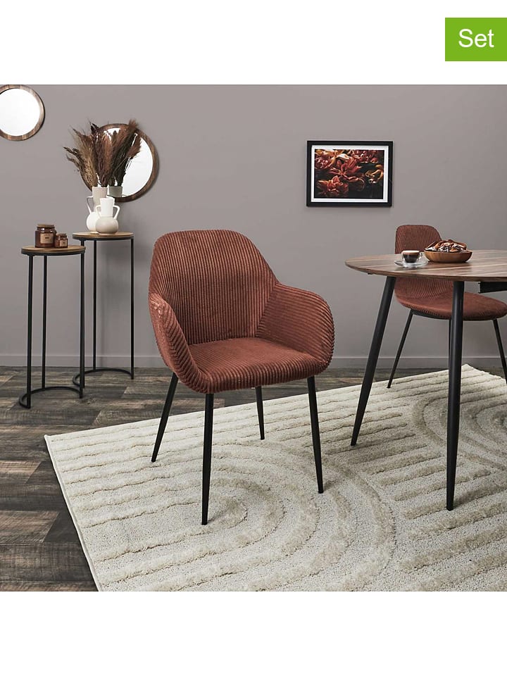 THE HOME DECO FACTORY 2er-Set: Sessel in Rot/ Orange - (B)59 x (H)85 x (T)55,7 cm günstig kaufen onesize