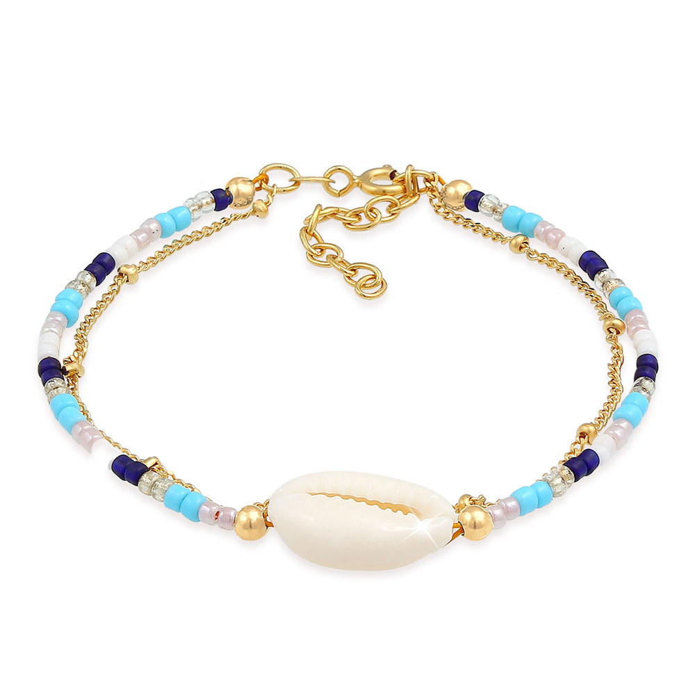Elli Elli Bracelet Femme Kauri Shell Ball Necklace Perles colorées en argent sterling  Bracelet