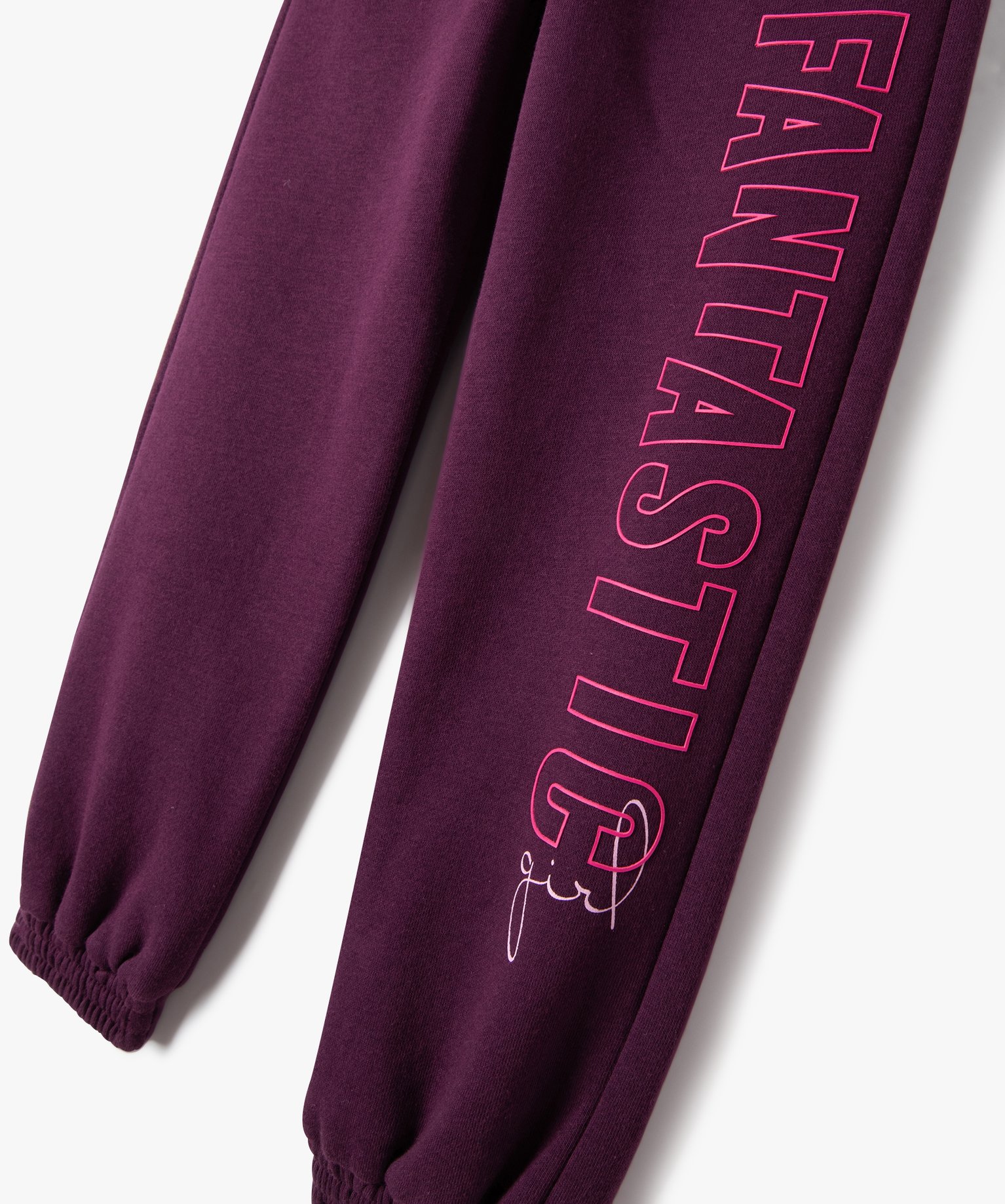 Pantalon de jogging fille avec inscription sur le cté rouge fonce | GEMO