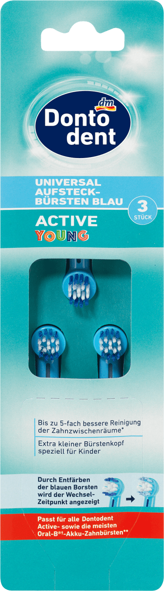 Universal-Aufsteckbürsten Active Young blau, 3 St