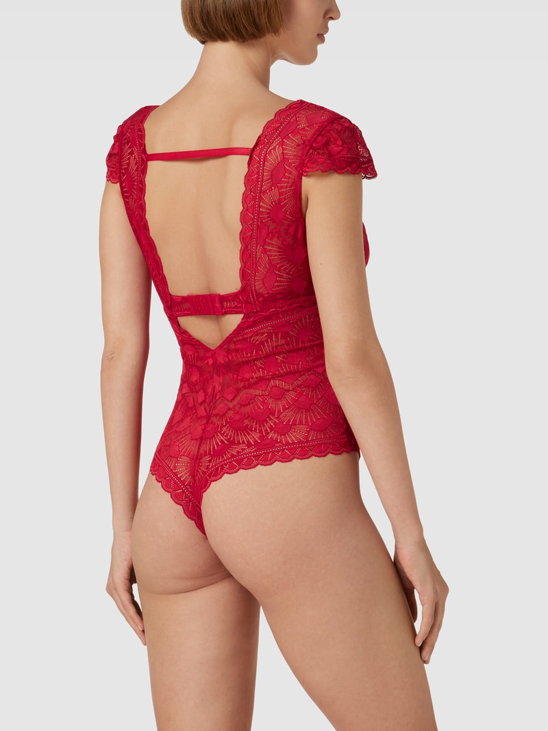 Body mit Spitzenbesatz Modell 'Adele' in rot
