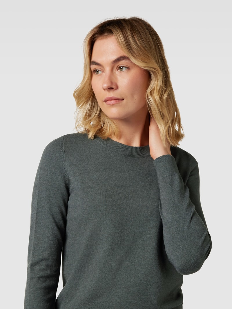 Strickpullover mit Rundhalsausschnitt in khaki
