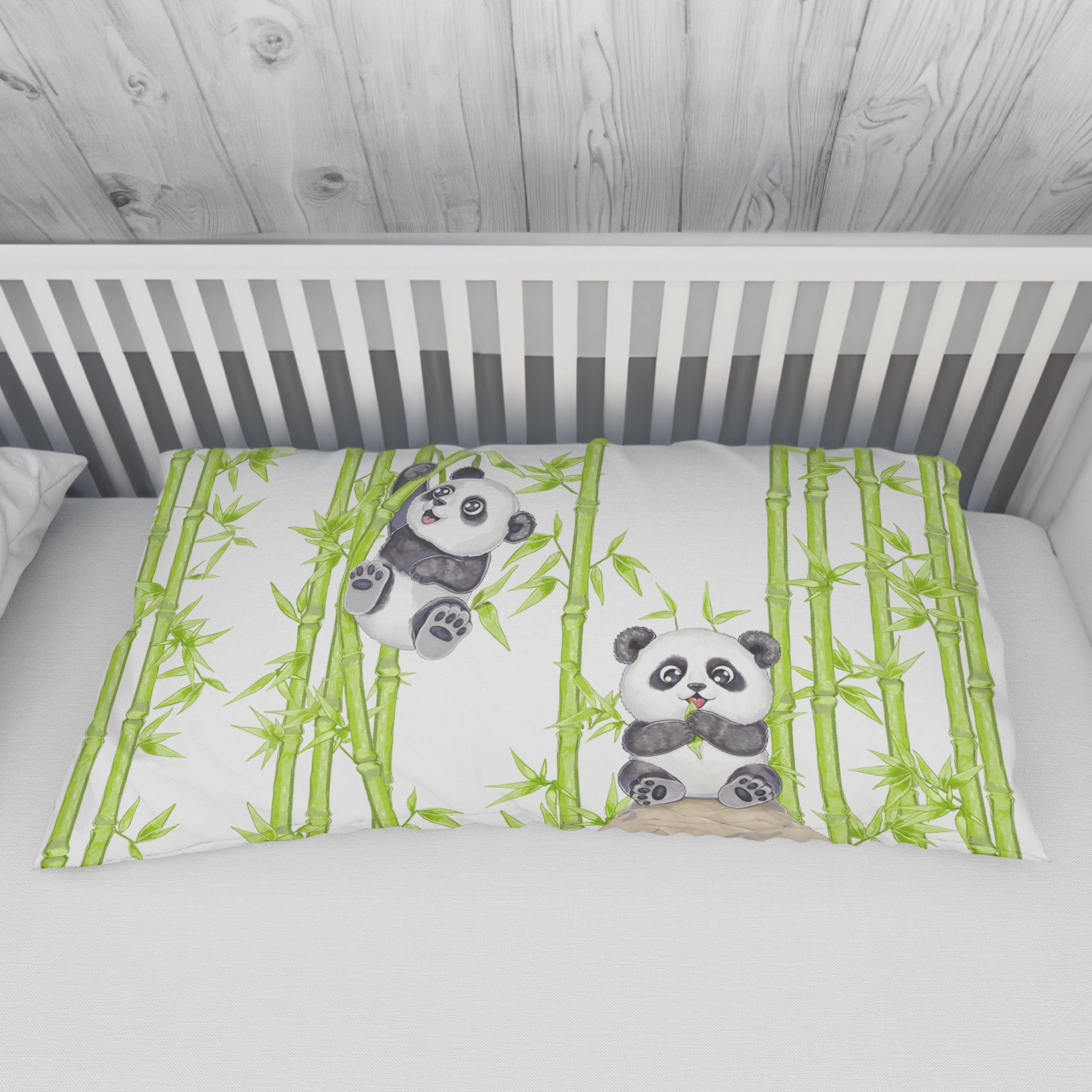 Kinderbettwäsche Panda als Babybettwäsche 100x135 oder Kinderbettwäsche 135x200, Koru Kids, 100% Baumwolle (Renforc), 2 teilig, Kuschelig weiche Kinderbettwäsche mit wirklich tollem Panda Motiv