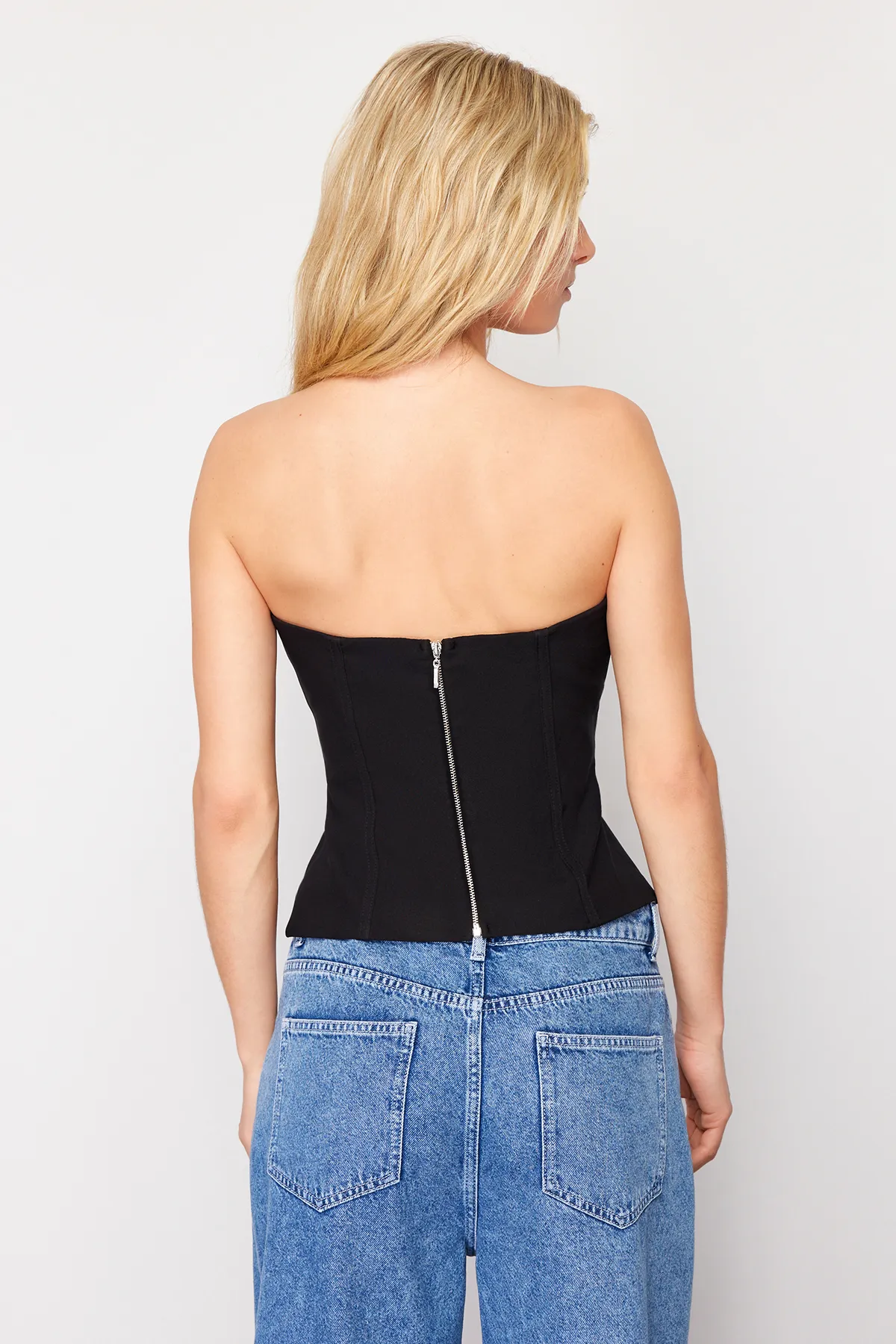 Trendyol Collection  Schwarzes gewebtes Bustier mit Reißverschluss