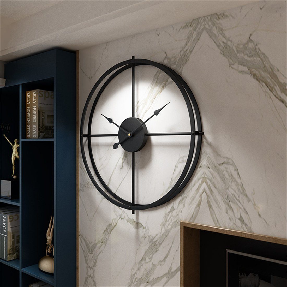 DÖRÖY Wanduhr 40cm Moderne Wanduhr aus Eisen, kreative stille Uhr,Wanduhr aus Metall