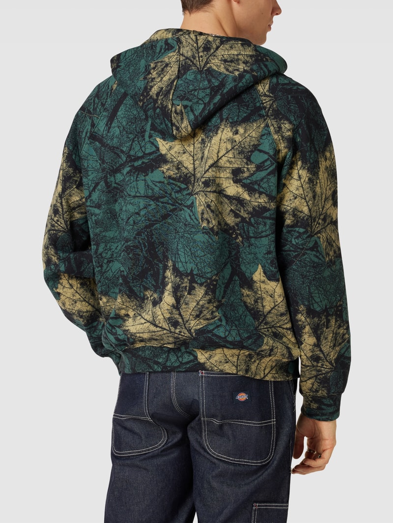 Oversized Hoodie mit Allover-Muster Modell 'FERGUS' in olivgrün