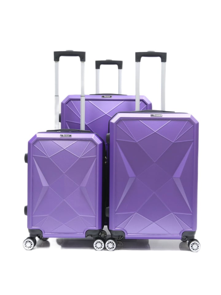 Cheffinger Reisekoffer ABS-03 Koffer 3-teilig Hartschale Trolley Set Kofferset Ha in Lila günstig kaufen onesize
