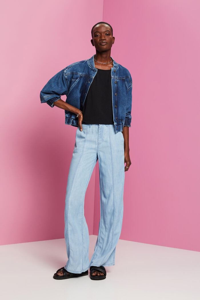 Crêpe-Bluse mit elastischen Ärmelabschlüssen