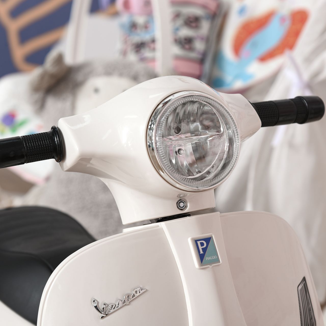 HOMCOM VESPA Elektromotorrad Kindermotorrad Elektrofahrzeuge 3 bis 6 Jahren Weiß