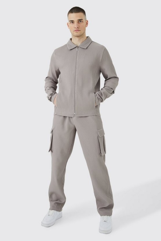 Tall Hemd mit Reißverschluss & elastische Cargohose