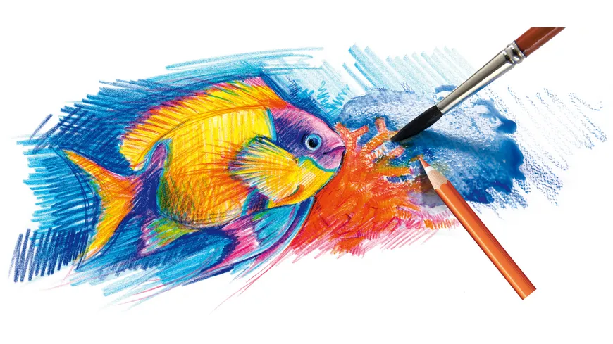 STAEDTLER Aquarellfarbstifte Noris Club 12er-Etui + Pinsel mehrfarbig