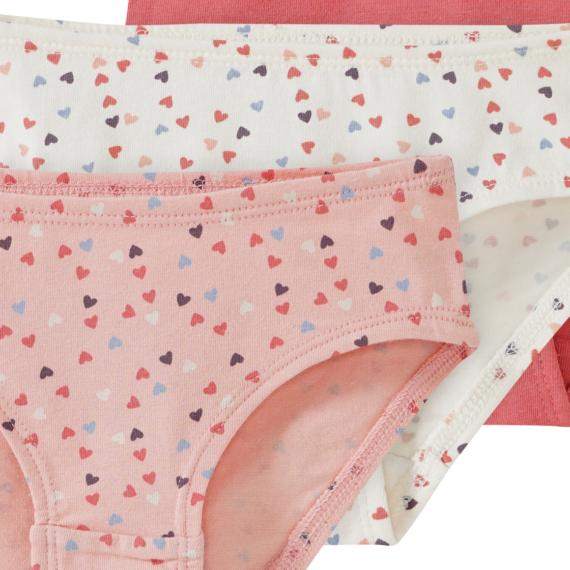 3 Mädchen Slips mit Herzchen-Allover