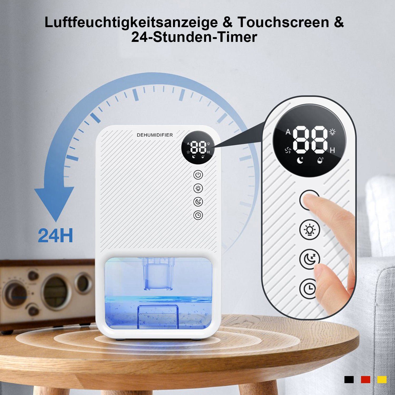 MAGICSHE Luftreiniger 1100ml Kleiner Luftentfeuchter, Schlafmodus, für 20 m² Räume, für Büros/Schlafzimmer/Badezimmer