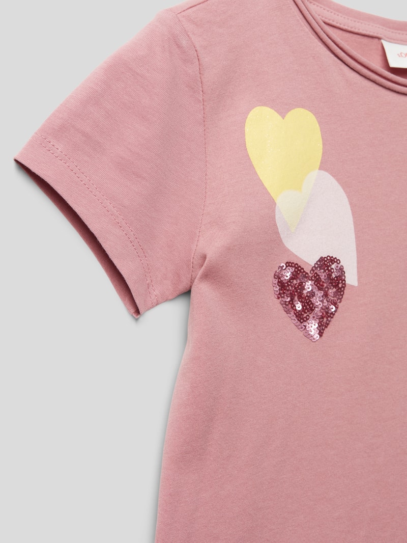 T-Shirt mit Motiv-Print in hellrosa