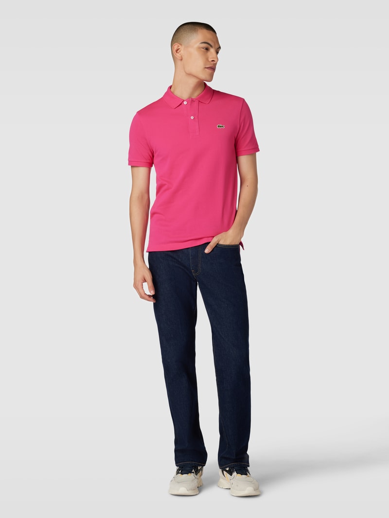 Poloshirt mit Logo-Stitching in pink