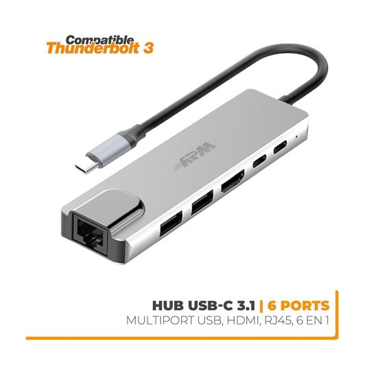 HUB APM USBC către USBA, USBC, HDMI, RJ45