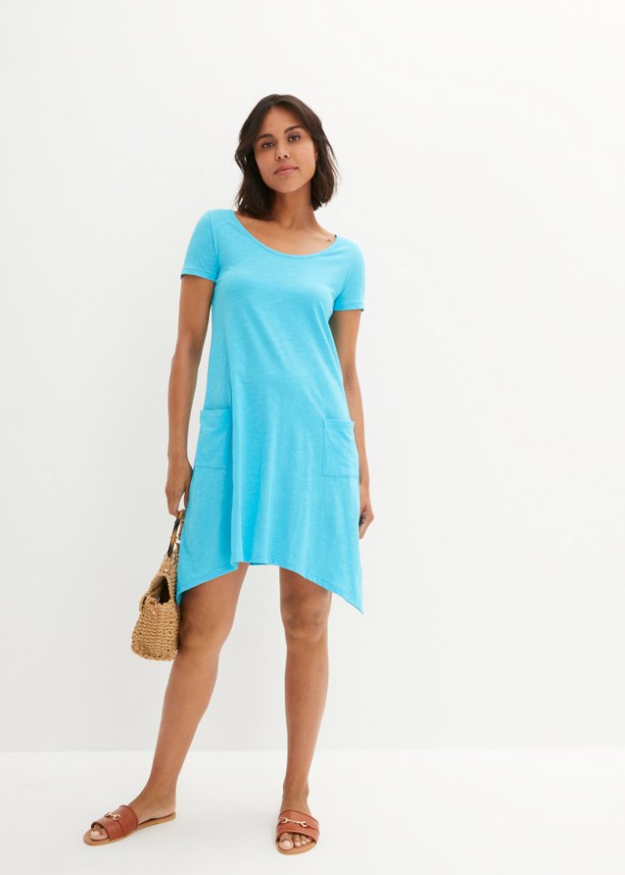 Kurzes Baumwoll-Shirtkleid aus Flammgarn