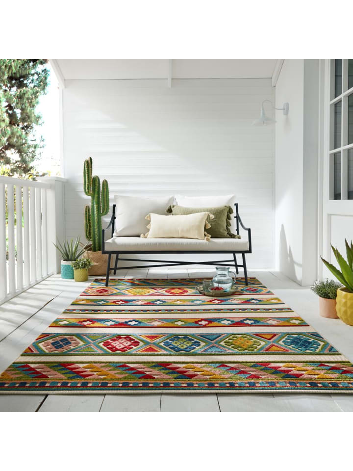 KADIMA DESIGN Superweicher, pflegeleichter Outdoor-Teppich mit geometrischem Muster günstig kaufen 200 x 290 cm