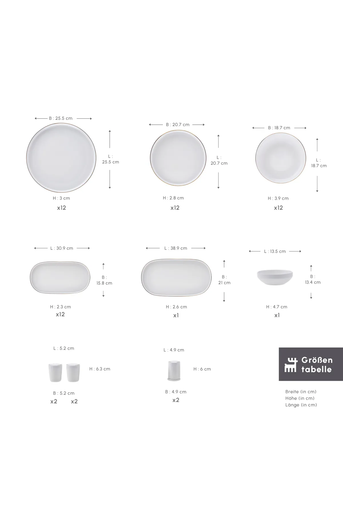 Karaca  Streamline New Saturn Platinum 59-teiliges Porzellan-Geschirrset für 12 Personen