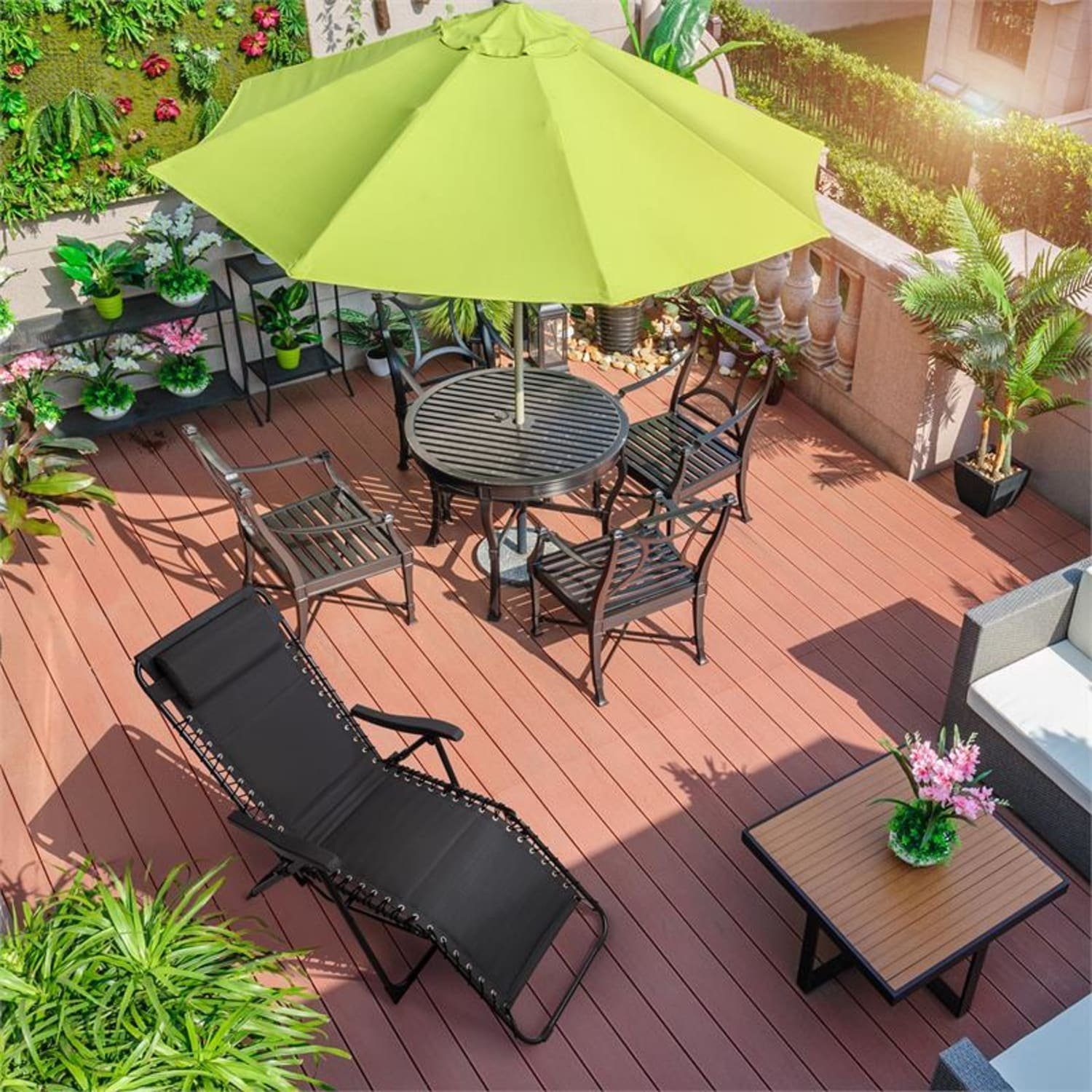 blumfeldt Gartenliege California Dreaming Sonnenliege, Polsterung, Stahlrahmen, schwarz, ergonomische und neigbare Rücklehne